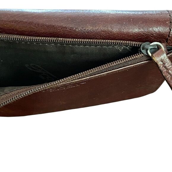 Fossil Tri-fold Snap Wallet Clutch Brown Leather Zip Coin Pocket - Picture 9 of 10